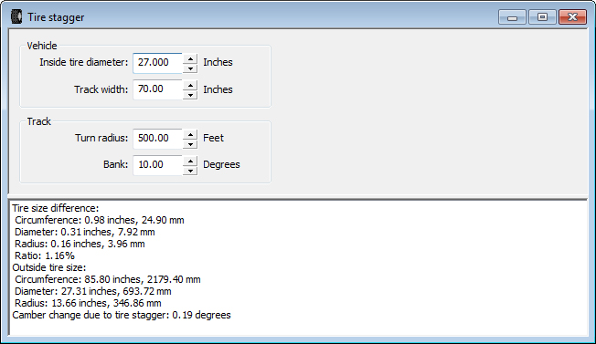 Tire Stagger Calculation